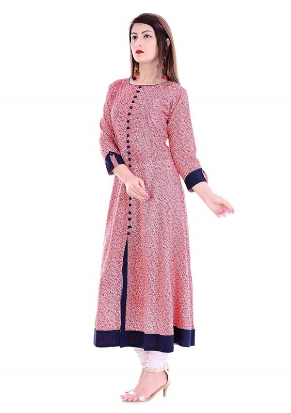 Pink Rayon Anarkali Printed Kurti 1