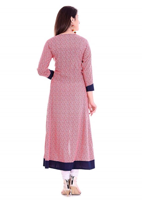 Pink Rayon Anarkali Printed Kurti 2