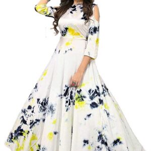 Readymade Satin Printed Gown
