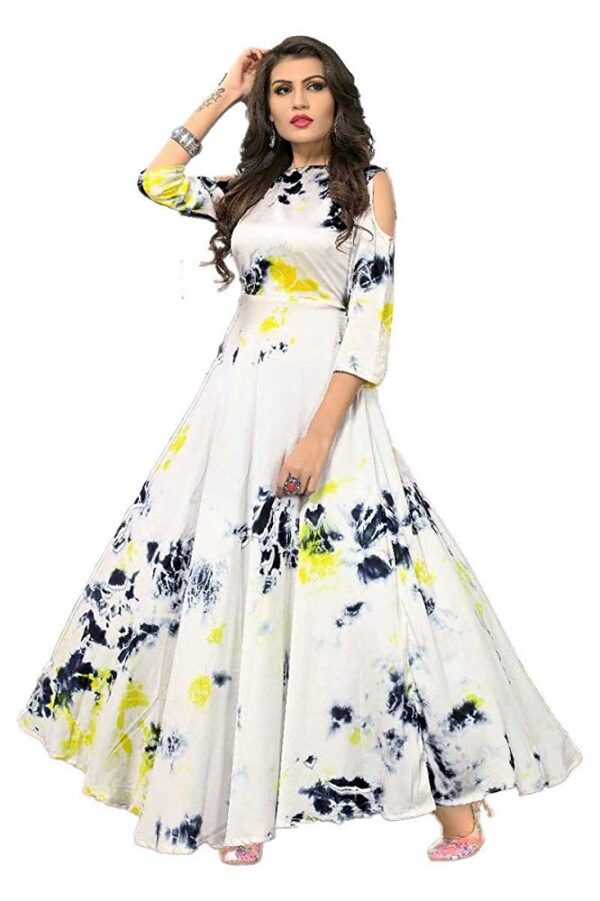 Readymade Satin Printed Gown