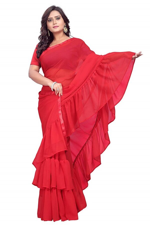 Ruffle Georgette Saree 1