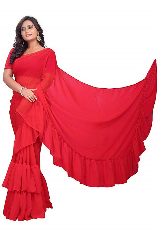 Ruffle Georgette Saree 3