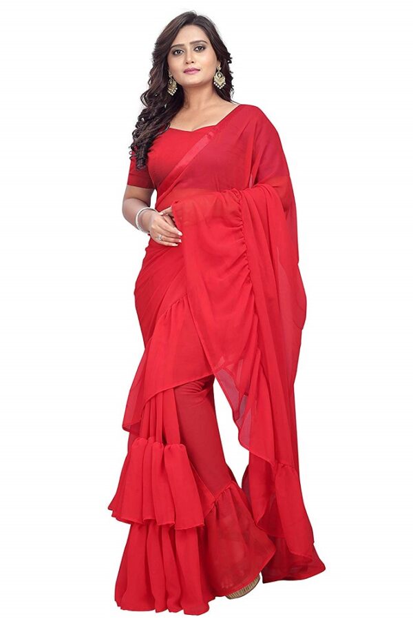 Ruffle Georgette Saree