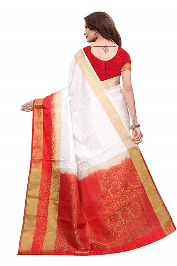 White Color Kanjivaram Silk Jecqured Border Saree 3