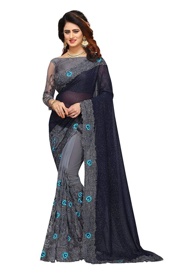 Blue Net Saree