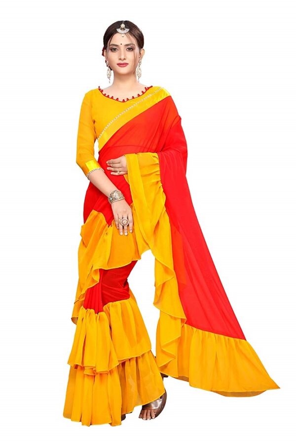 Designer Ruffle Georgette Saree