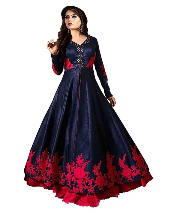 Embroidered Semi Stitched Anarkali Gown