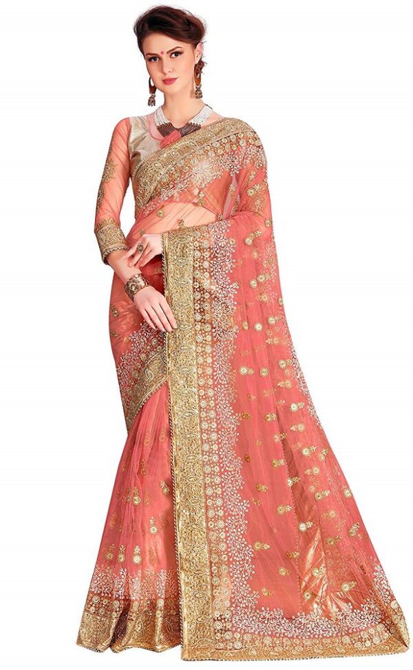 Net Embroidery Sari