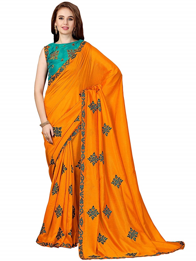 Buy Vichitra Silk Saree For Women (luxury112_mustard) - Glory Sarees ...