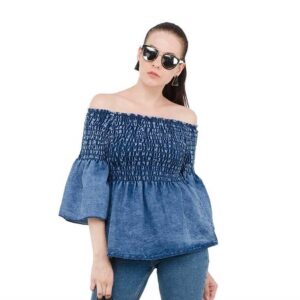 Denim Blue Off-Shoulder Top