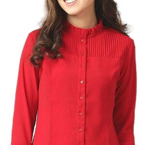 Red Plain Regular fit Top