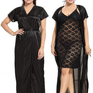 2 Pc Hot Night Robe and Night Slip