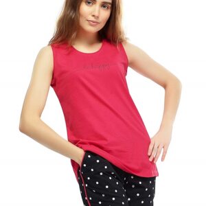 Cotton Pink Polka Dot Print Night Suit