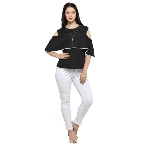 Crepe Black Cold Shoulder Top 1