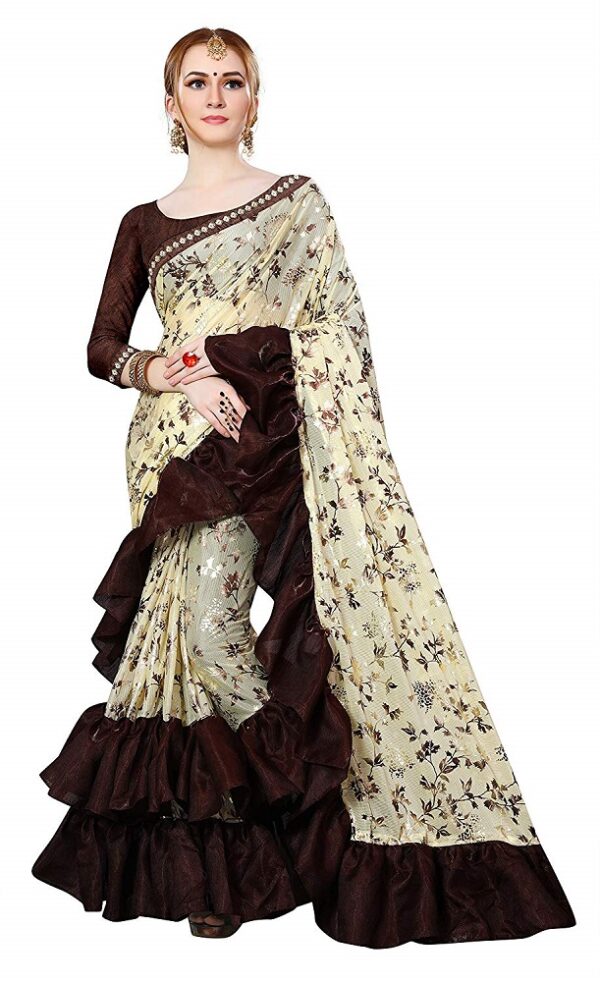 Imported Fabric Frill Ruffle Saree