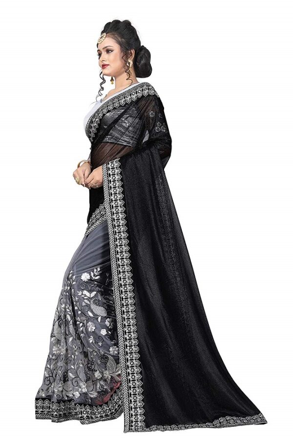 Lycra N Net Embroidered Saree 1