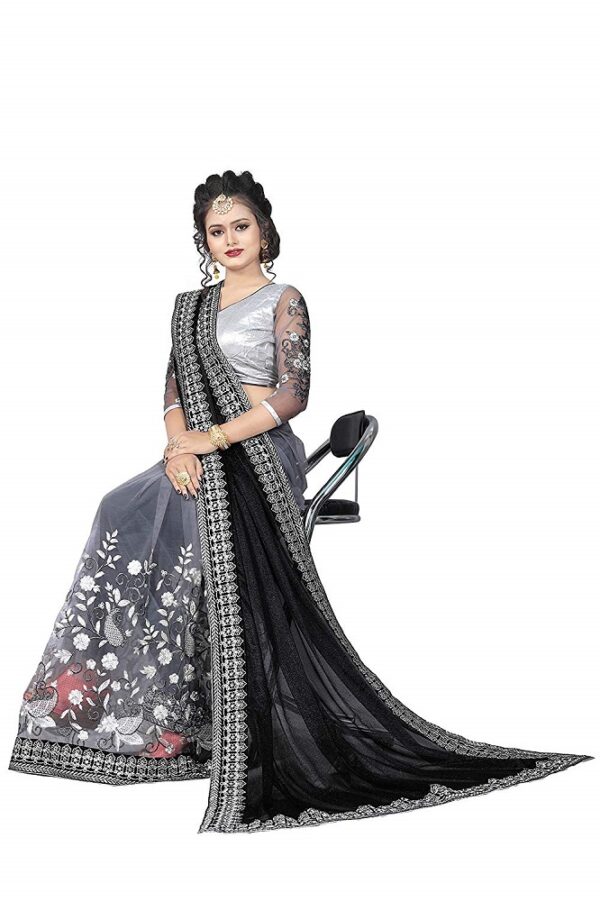 Lycra N Net Embroidered Saree 3