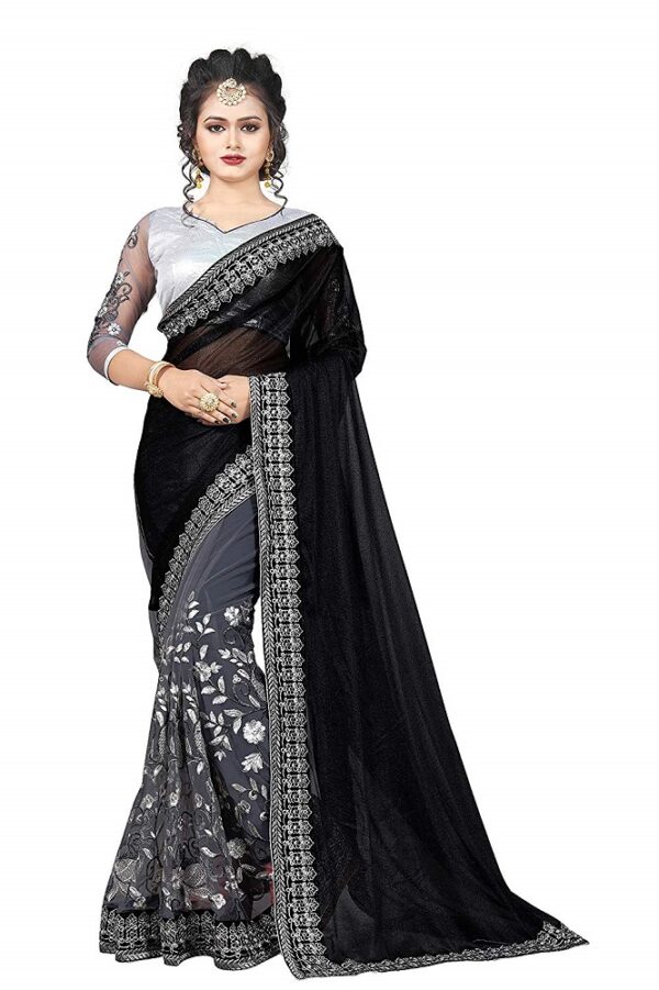 Lycra N Net Embroidered Saree