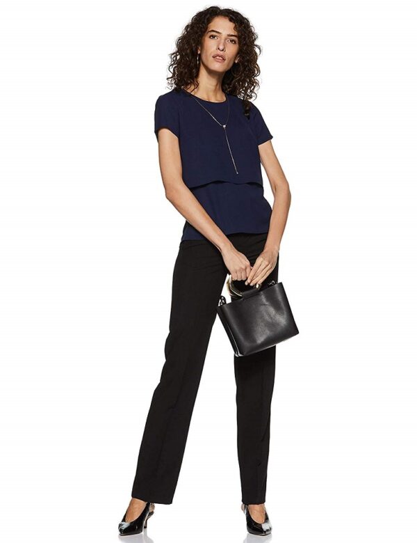 Navy Blue Plain Regular Fit Top 2