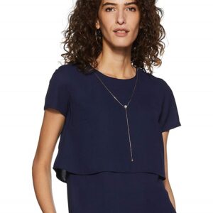 Navy Blue Plain Regular Fit Top