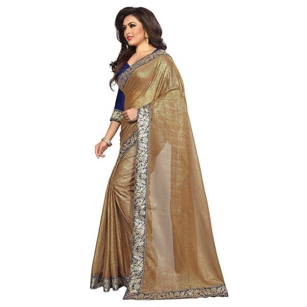 Net Fabric Solid Plain Lace Work Saree 1