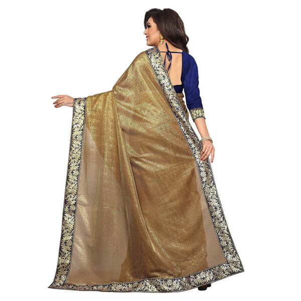 Net Fabric Solid Plain Lace Work Saree 2