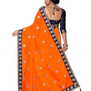 Orange Free Size Embroidered Silk Saree 1