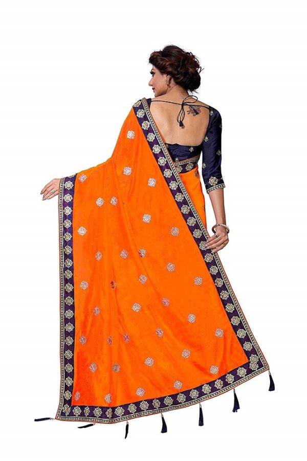 Orange Free Size Embroidered Silk Saree 1