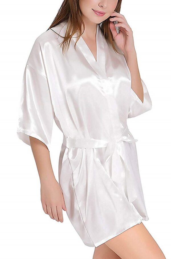 Satin Babydoll Kimono Sexy V-Neck Nightwear Robes 2