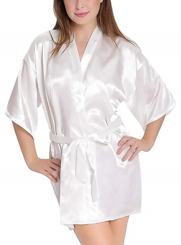 Satin Babydoll Kimono Sexy V-Neck Nightwear Robes