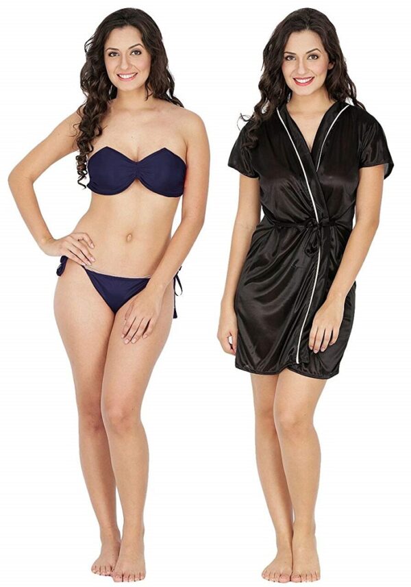 Satin Nightwear and Bikini Set