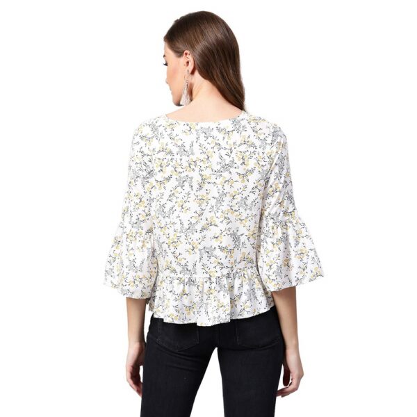 White Floral Ruffle Top 1