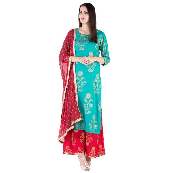 Kurta Printed, Dupatta & Palazzo Set