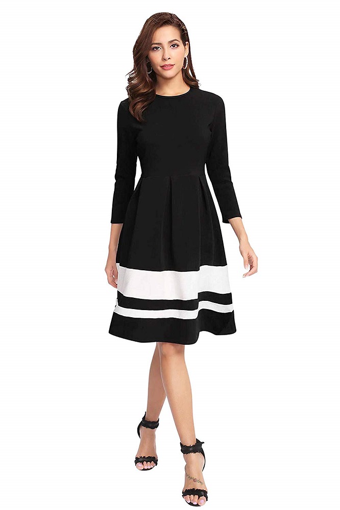 Buy Women's 3/4 Sleeve Knee Length One Piece Designer Dress - ILLI ...
