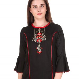Embroidered Top with Bell Sleeves