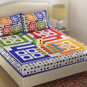 Ludo Print Multicolour Double Bedsheet