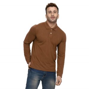 Polo Neck Full Sleeves Cotton T-Shirt