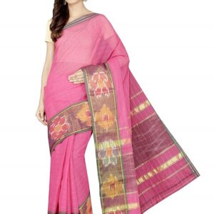 Pure Cotton Pochampally Solid Saree