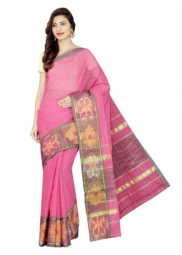 Pure Cotton Pochampally Solid Saree