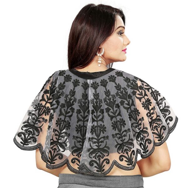 Black and Grey Net & Bangorly Silk Embroidery Blouse 1