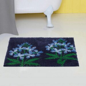 Blue Mekong Floral Print Rectangular Anti Slip Bathmat
