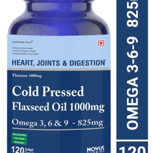 Carbamide Forte Cold Pressed Organic Flaxseed Oil 1000mg Supplement with Omega 3-6-9 825mg