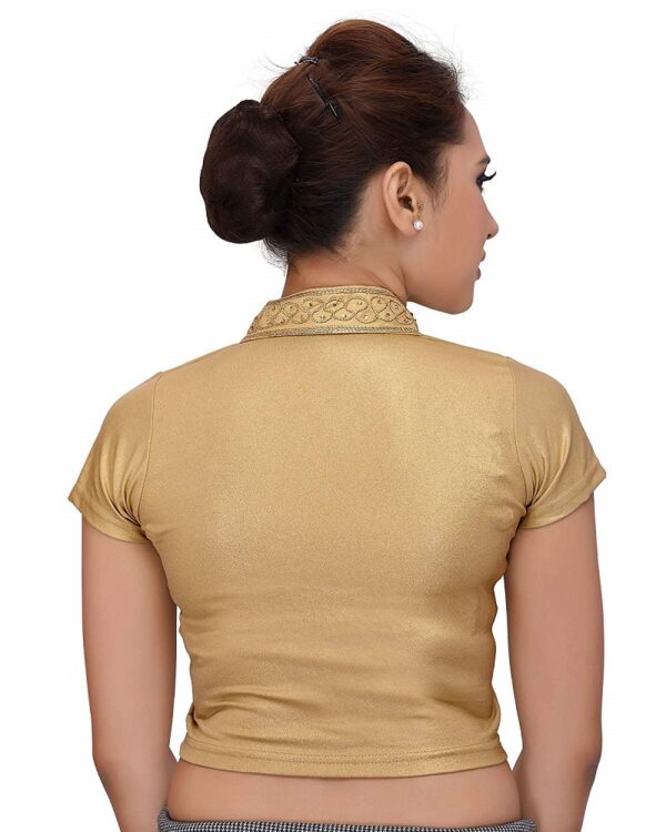 Gold Lycra Stretchable Saree Blouse 1