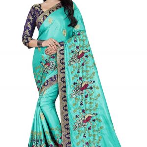 Paper Silk Fabric Ari Embroidery Work Saree