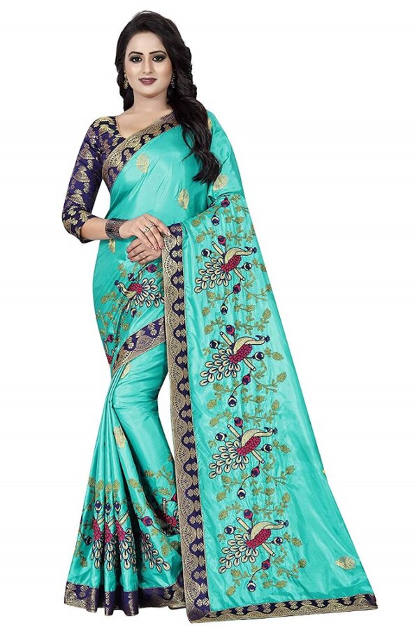 Paper Silk Fabric Ari Embroidery Work Saree