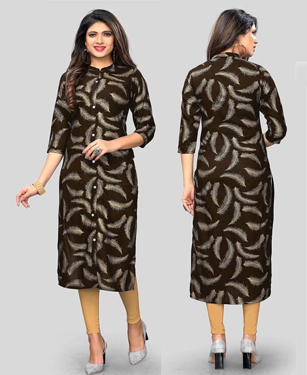 Rayon Foil Print Straight Kurti