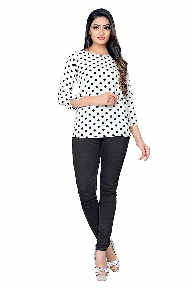 Buy Crepe 3/4 Sleeve Regular Fit White Color Top_dtp1015 For Women ...