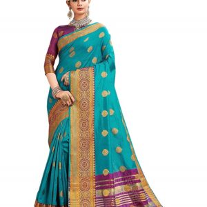 Sky Blue Weaving Cotton Silk Saree
