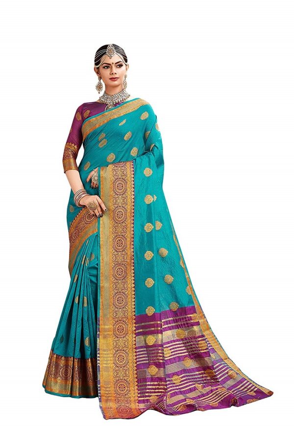 Sky Blue Weaving Cotton Silk Saree